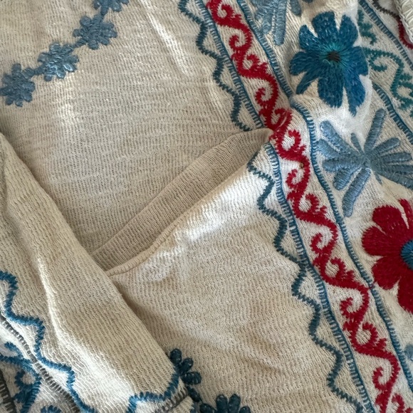 Johnny Was Biya Embroidered Colorful Boho open flowy cardigan - Size S - Picture 2 of 8